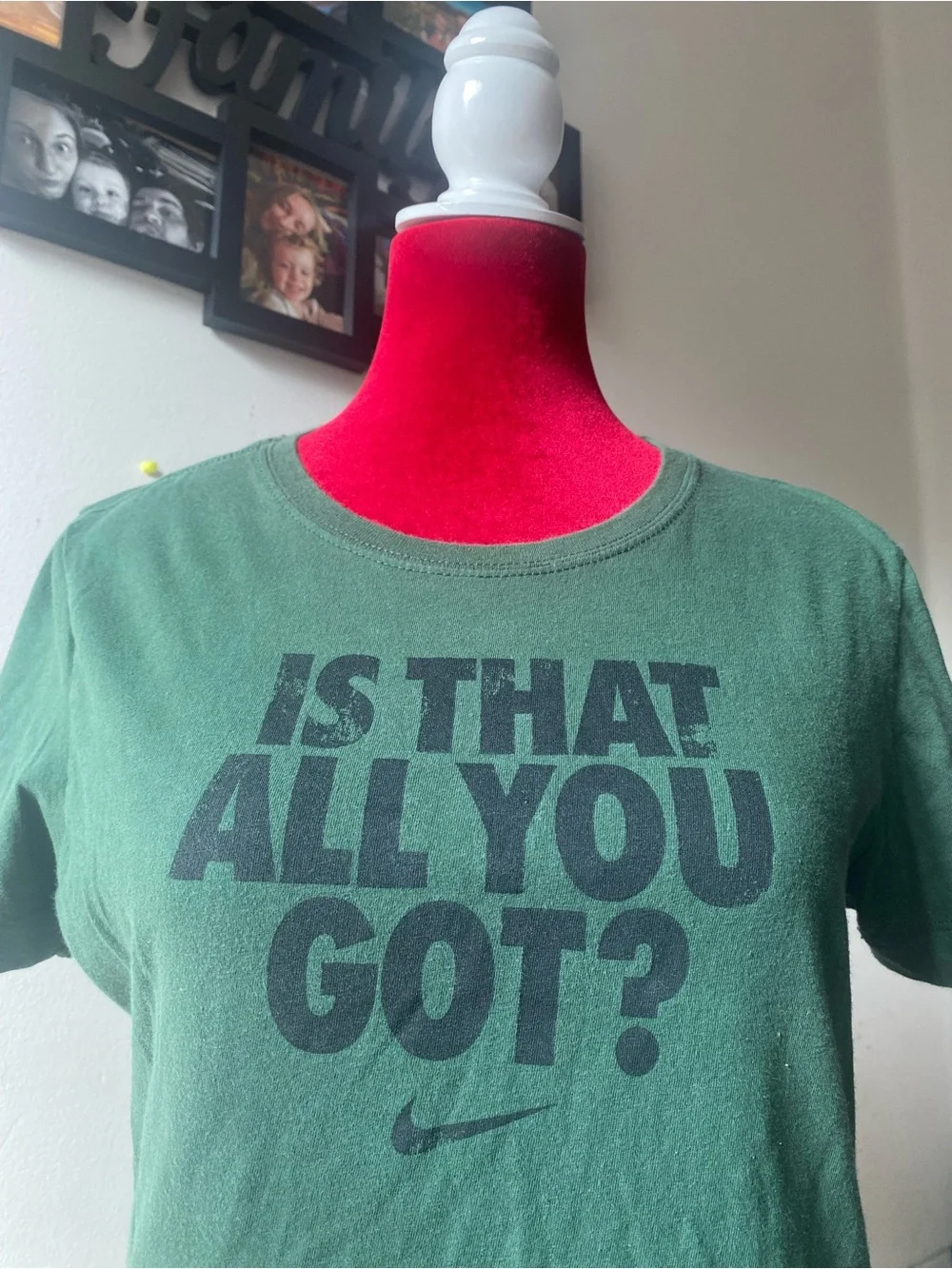 Nike Green Short-Sleeve Graphic Tee with Black Text